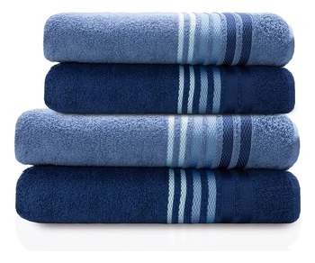 Jogo De Banho E Rosto 4 Pçs 400g/m2 Dynamo Select Camesa Marinho Com Azul Liso