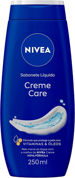 Nivea Sabonete Líquido Creme Care 250ml, Limpeza Suave, Banho, Hidrata E Protege, Uso Diário, Todas As Peles
