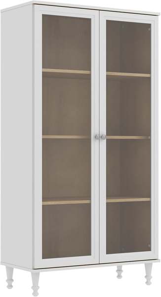 Imagem do produto Cristaleira Estante Para Livros Ditália 2 Portas Vidro E-957 Cor:branco na loja Amazon