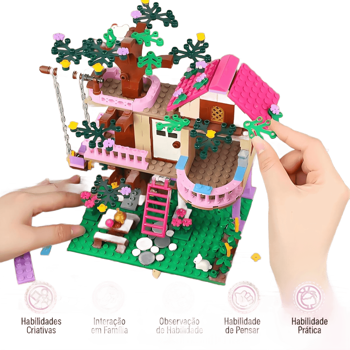 Blocos de Montar Construção Casa na Árvore Brinquedos Infantil (504 Peças)