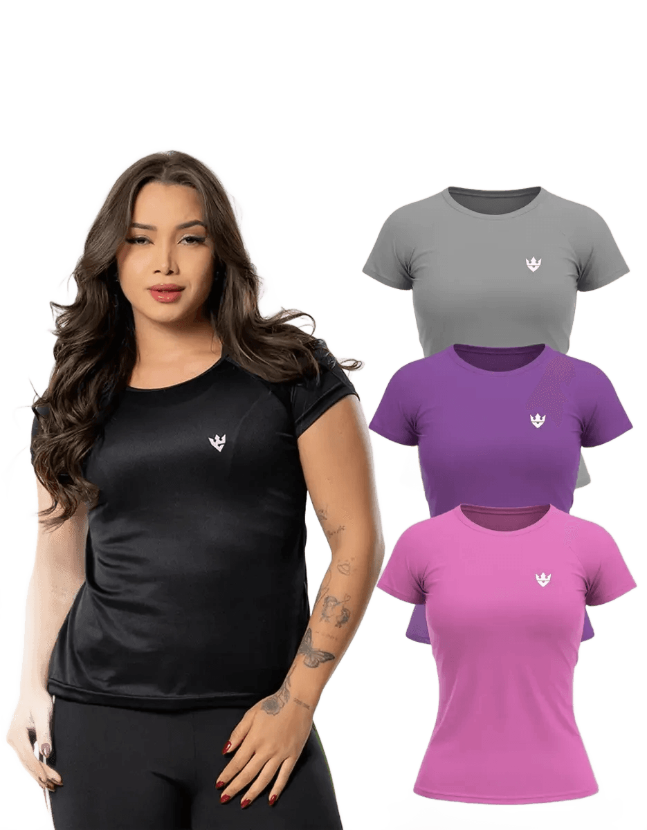 Kit 4 Blusas Feminina Fitness Dry Fit Camiseta Academia