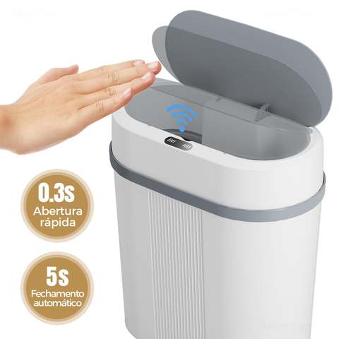Lixeira 12 litros grande automática com sensor inteligente de aproximação para abrir e fechar