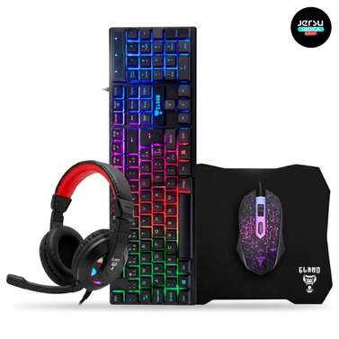 Combo GAMER 4 em 1 MTS, Nightmare • Mouse 4D - 3600 Dpi • Teclado RGB LED Rainbow Anti-Ghosting • Fone e Microfone Headset 45mW Stereo • Mousepad 290x250 • Quality Premium • Setup Gamer