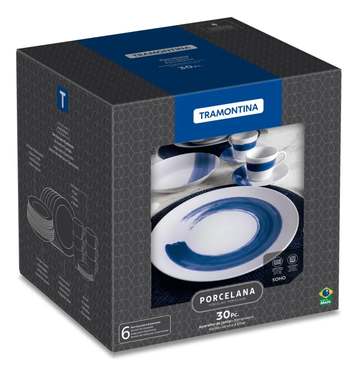 Aparelho De Jantar Tramontina Soho Em Porcelana 30 Peças