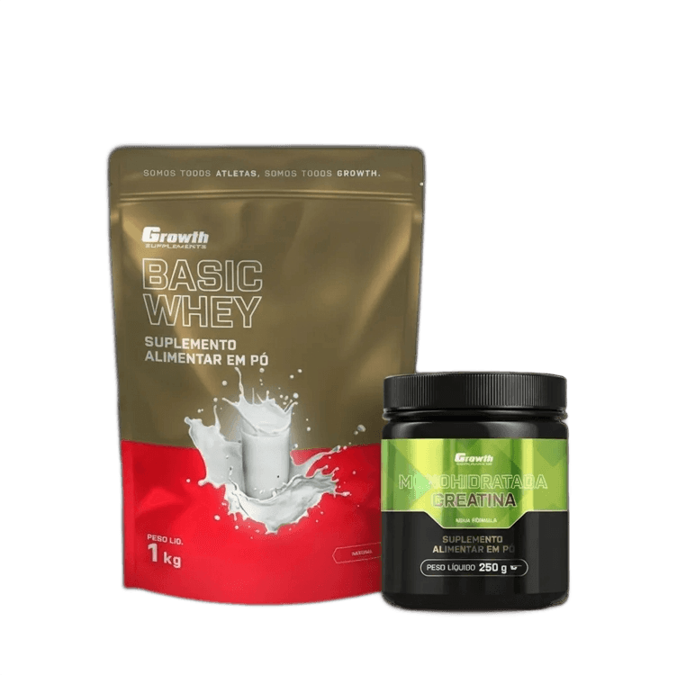 Kit Growth: Whey Protein Medium Natural 1kg + Creatina Monohidratada 250g