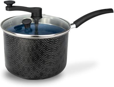 Pipoqueira Antiaderente com Tampa de Vidro Temperado Revestimento com 5 camadas de teflon Safira Black
