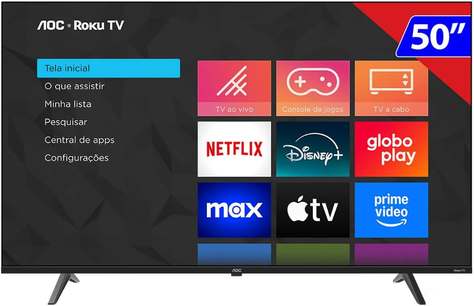 Smart TV AOC 50 Polegadas, DLED, 4K, Roku TV - 50U7045/78G