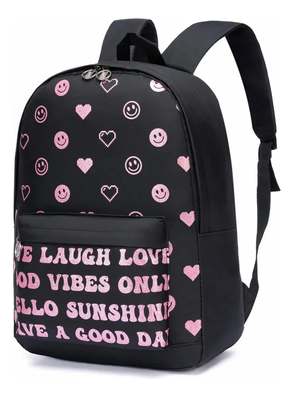 Bolsa Love Feminina Mochila Escolar Spector Reforçada Rosa Corações