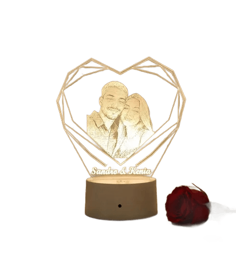 Luminária Led 3d Personalizada Casal Namorados 26cm