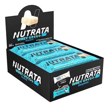 Whey Grego Bar (caixa 12 Unidades) - Nutrata Barra Proteina Sabor Beijinho de coco