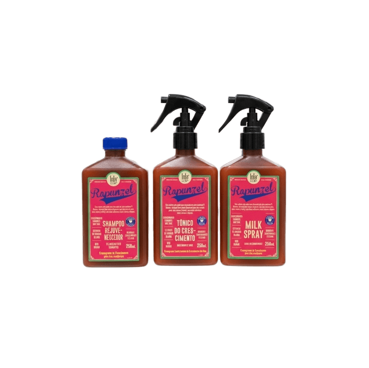 Kit Rapunzel Lola (Shampoo 250ml + Tônico de Crescimento 250ml + Leave-in 250ml)