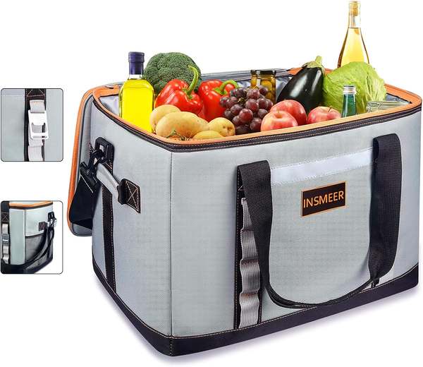 INSMEER Bolsa Térmica 25L/48L Grande, Impermeável, Cooler para Marmita, Caixa Térmica com Alça Desmontável - Ideal para Praia, Acampamento