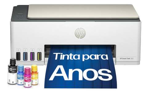 Impressora Multifuncional HP Smart Tank 583 Tanque de Tinta Colorida Wi-Fi com autorreparo, USB - Impressora, Copiadora e Scanner Cor: ‎Branco (4A8D8A)
