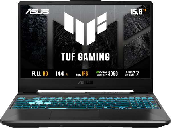 Imagem do produto Notebook Gamer ASUS TUF Gaming A15, RTX3050 AMD RYZEN 7, 16 GB, 512 GB SSD, W11 Home, 15.6'' IPS 144Hz, Graphite Black - FA506NCG-HN217W na loja Amazon