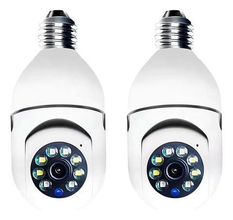 Kit 2 Câmeras Segurança 360º Jortan Wifi Ip Hd Visão Noturna Lâmpada