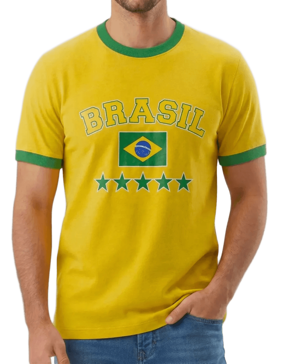 Camisa Esportiva Do Brasil Masculina Futebol Retrô Seleção