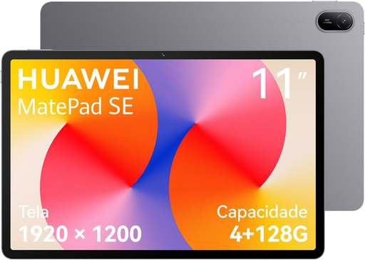 Tablet, HUAWEI MatePad SE 11, 4+128GB, Tela HUAWEI FullView de 11" para Conforto Visual，Superbateria de 7700 mAh 22,5W，Câmera Traseira 8 MP，Câmera Frontal 5 MP，Cinza Nebula