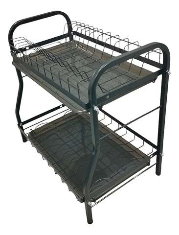 Escorredor de Louça 2 Andares Ferro Preto com Bandeja DOBB Organizador