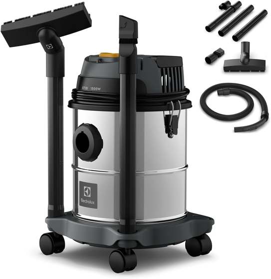 Electrolux Aspirador Água Pó Função Sopro Compacto Liquidos Quimicos Inox 1800w 12l Total 8,5l Util Protetor Termico Gt12i 220v