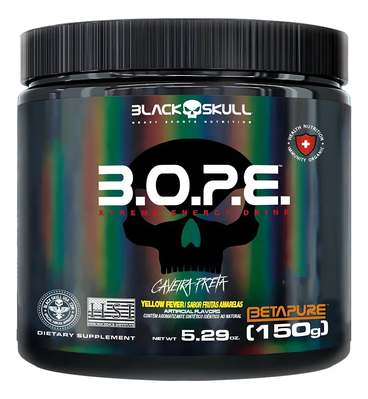 Pré Treino Bope Betapure 150g - Black Skull Sabor Frutas amarelas