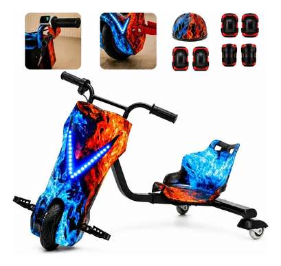 Patinete Elétrico Infantil Triciclo PARES Drift Bluetooth 3 Rodas Vermelho Diversão e Lazer + Kit de segurança