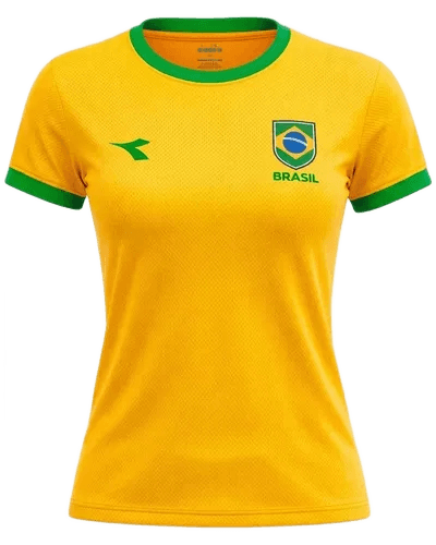 Camiseta Feminina Diadora Seleção Brasil Copa Mundo Campione