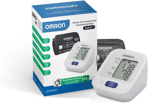Monitor De Pressao Arterial De Braço Omron Control Plus HEM-7122 Medidor Digital