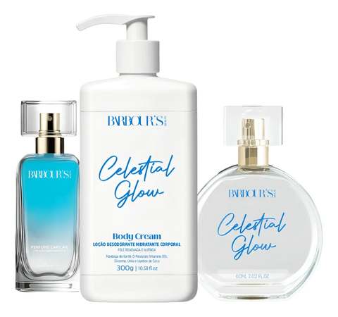 Kit Creme Hidratante Colônia Perfume Capilar Celestial Glow Barbour's Beauty