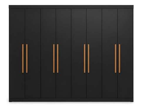 Guarda Roupa Casal 8 Portas Preto Espresso Móveis 4 Gavetas MDF 200x237x47cm