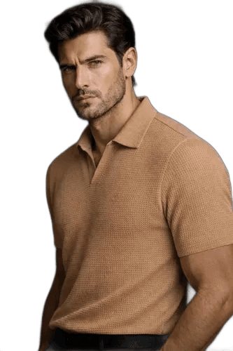 Camisa Camiseta Polo Masculina Texturizada Sem Botão