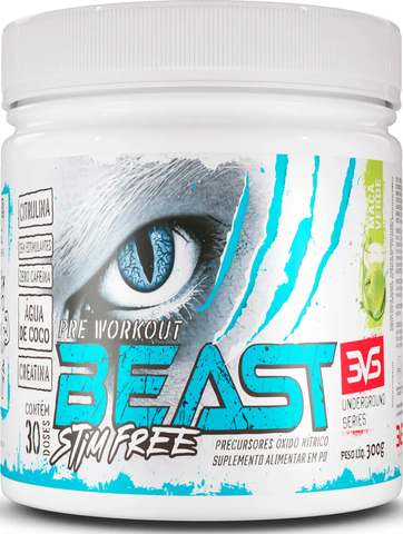 PRÉ TREINO BEAST KAOS 300g - Sabor Laranja - Extra Forte com Citrulina, Beta Alanina, Cafeína, Arginina, Taurina e Tirosina