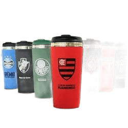 Copo Térmico Emborrachado Inox 450 Ml Dos Times De Futebol