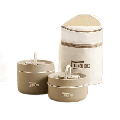 2 Kit Lancheira Térmica 304, 440ml+600ml C/ Bolsa Térmica