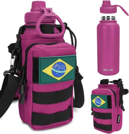 MODUS Garrafa Térmica Inox 950ml com Bolsa Porta (Rosa choque) | Portátil para Viagens e Atividades ao Ar Livre