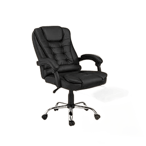 Cadeira De Escritório Itália Presidente Ergonômica Couro Sintético Encosto Ajustável Com Trava E Apoio Para Pés Cor Preta Luvinco (Preto)