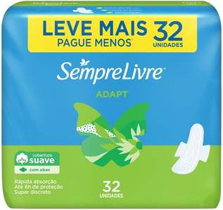 Sempre Livre Absorvente Externo Adapt, Suave, com Abas, 32 unidades