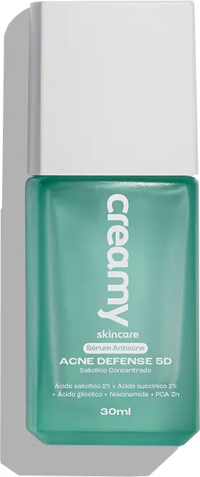 Creamy Skincare Sérum Antiacne Acne Defense 5d 30ml | Salicílico Concentrado, 5 Defesas Contra A Acne, Trata De Pele Acneica, Controla A Oleosidade, Diminui Brilho Excessivo | Uso Noturno E Diurno
