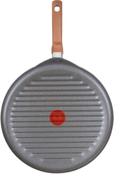 Grill Redondo Rochedo Natural Stone 30cm, Cinza com Efeito Pedra, Antiaderente Minerium, Alumínio de Alta Espessura 2mm, Thermo-Sinal e Cozimento Homogêneo