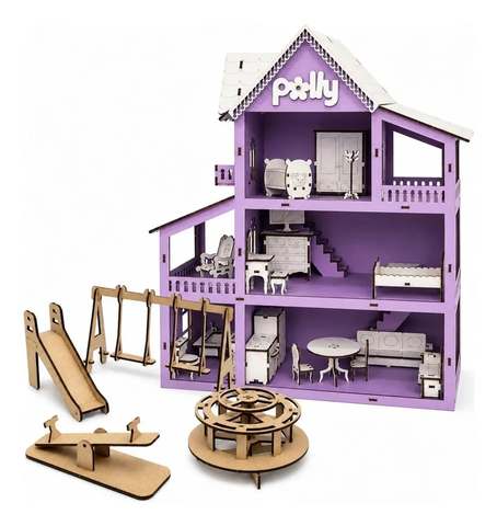 Grupo Paraíso Mdf Kit Casinha Boneca 19 Moveis Vom Parquinho Postagem Cor Lilás