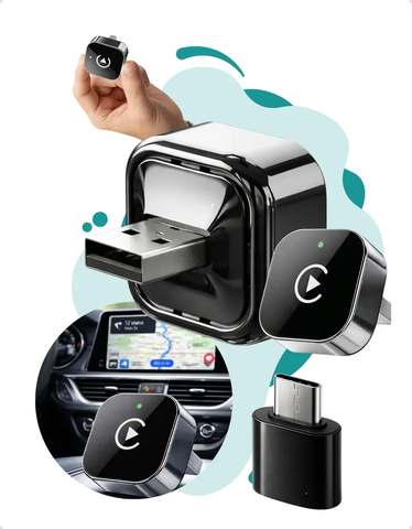 Carplay Adaptador Sem Fio Car Play Android Auto 2 Em 1 Usb