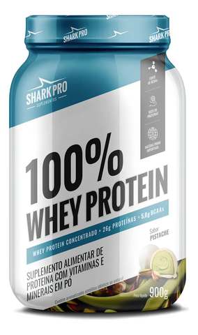 Whey Protein 100% Pote 900g Proteína Shark Pro Sabores Top Sabor Pistache