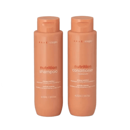 Kit Braé Stages Nutrição: Shampoo e Condicionador para Cabelos Ressecados e sem Vida