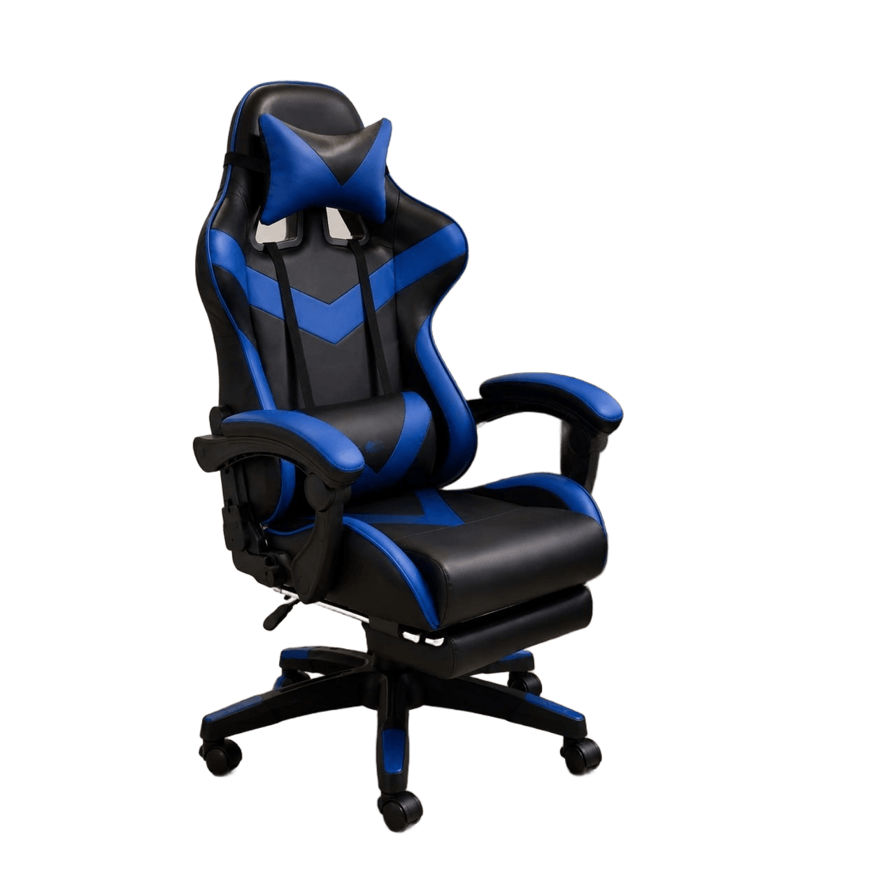 Cadeira Gamer Sweet Studio Ergonômica Reclinável em Couro Sintético Azul com Apoio de Pés