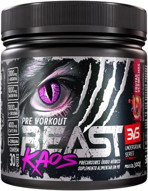 3VS Nutrition Pré-Treino Beast Kaos – Com Citrulina, Beta Alanina, Cafeína, Arginina, Taurina e Tirosina 300gr, Sabor Frutas Vermelhas