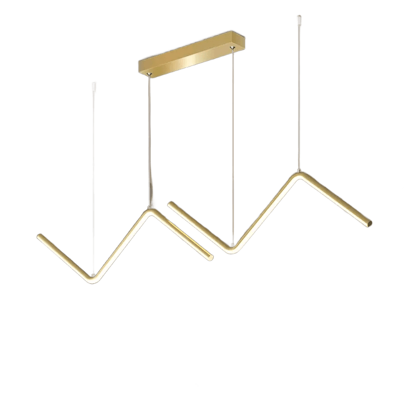 Lustre Pendente LED Moderno Sala Jantar Zig Zag Dourado