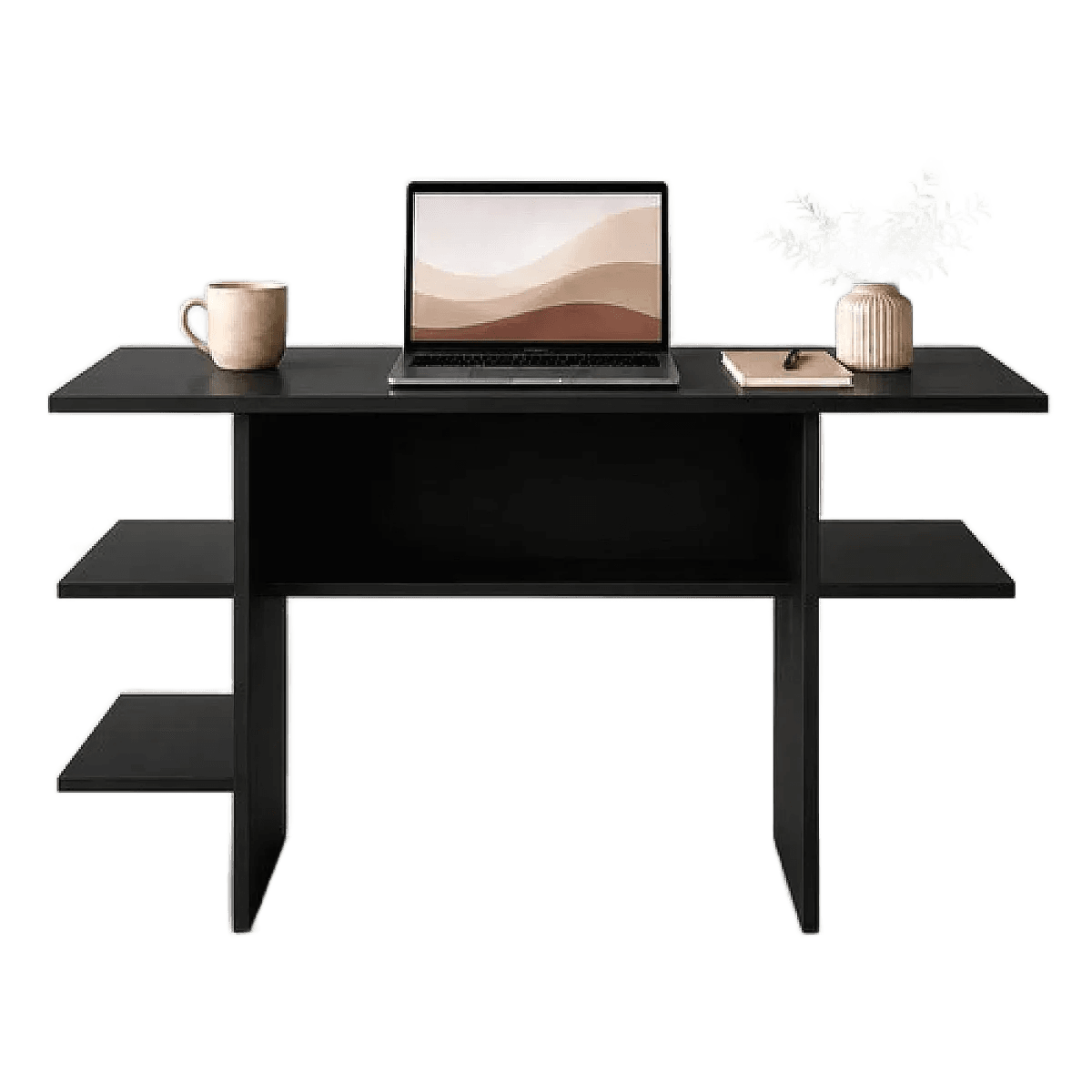 Mesa De Estudo Em Mdp Para Notebook Com Nichos E Prateleiras
