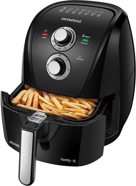 MONDIAL Fritadeira Sem Óleo Air Fryer 4L, Preto/Prata, 1500W, 110V - AFN-40-BFS