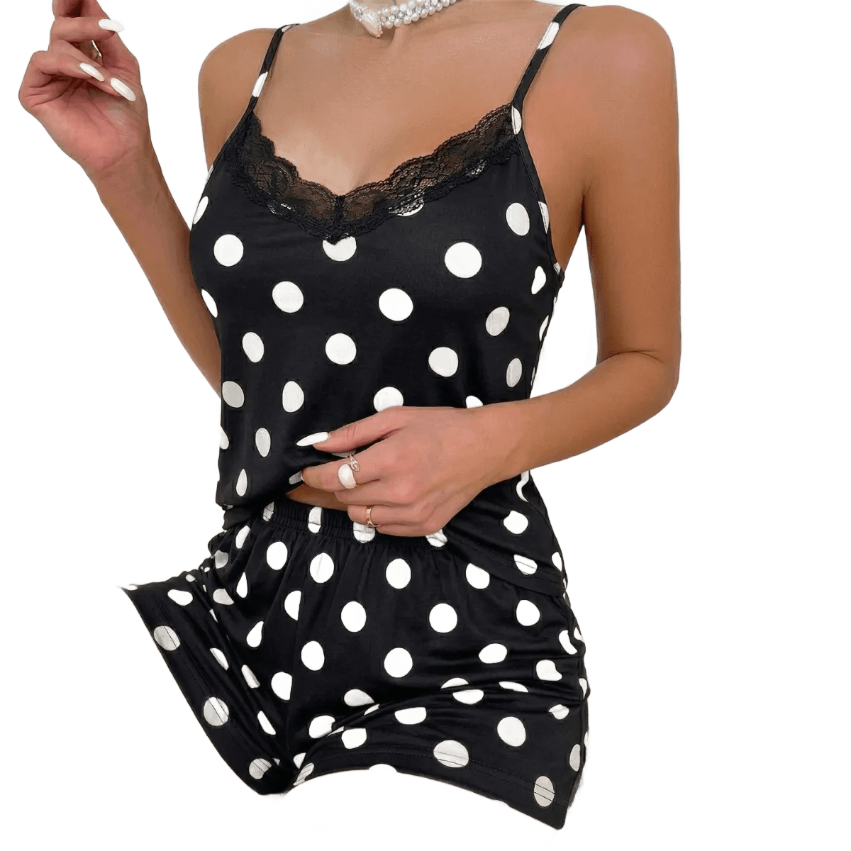 Baby Doll Conjunto Feminino Renda Alcinha Estampado Poa Sexy