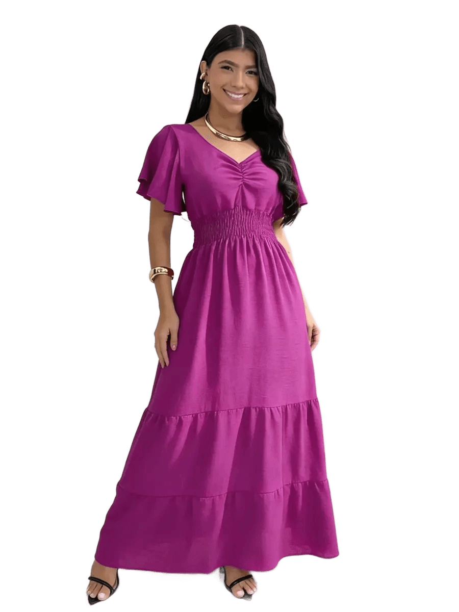 Vestido Longo Feminino De Manguinhas Multiuso De Luxo