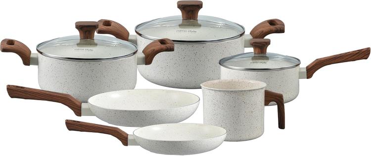 Mimo Style, Conjunto de 6 Panelas Pratic Cook Marmol Compatível com Fogão por Indução